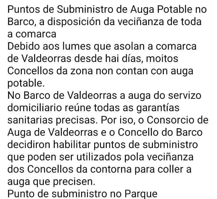 Puntos suministro agua